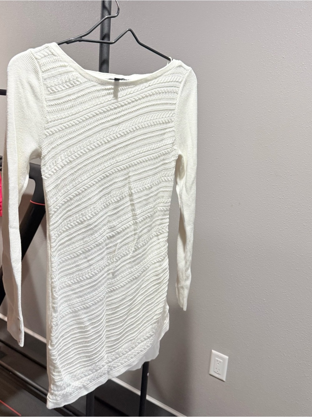 White House Black Market Cream Cable-Knit Long Sleeve Tunic or Dress